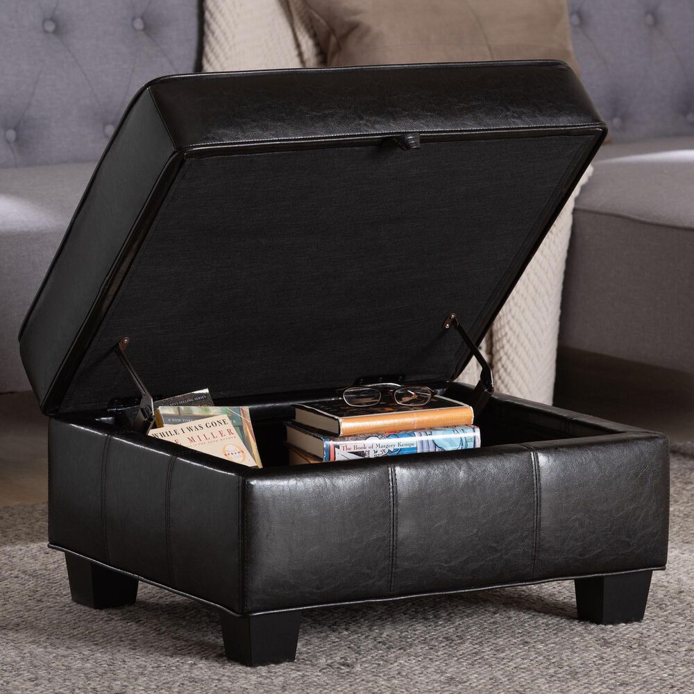 Baxton Studio Agustus Storage Ottoman in Brown, , large