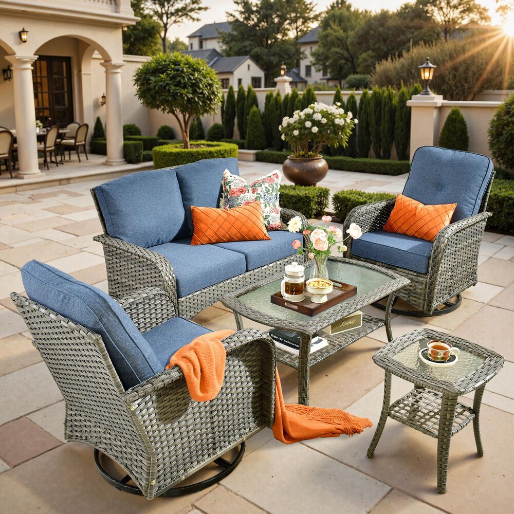 HOMLUX 6-Piece Patio Conversation Set in Denim Blue, , large