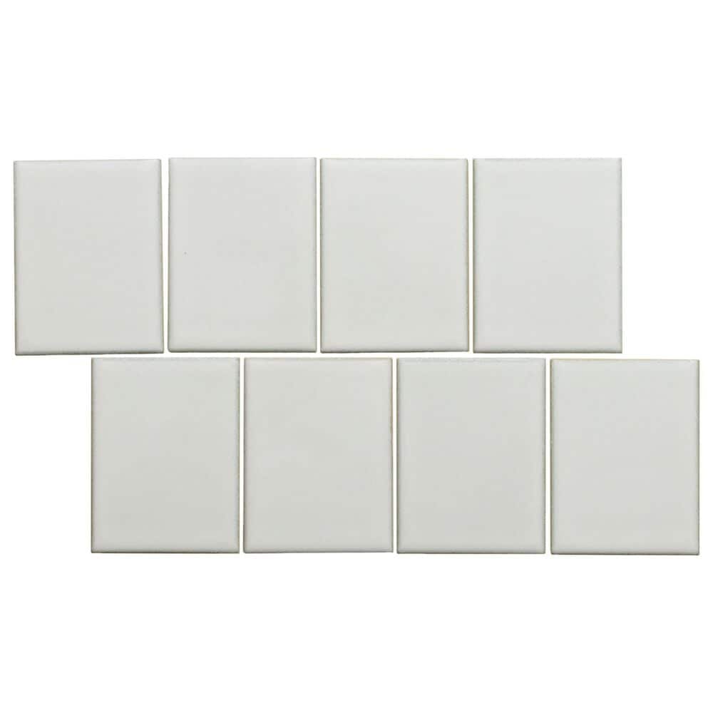 Emser Cuadro White 4" x 5" on 9" x 14" Flat Porcelain Mosaic Sheet, , large