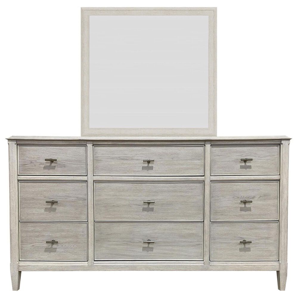 Riverside Furniture Carmella 9-Drawer Dresser and Mirror in Pebble Oak, , large