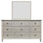 Riverside Furniture Carmella 9-Drawer Dresser and Mirror in Pebble Oak, , large