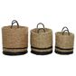 Maple and Jade Seagrass Storage Basket in Brown and Black (Set of 3), , large
