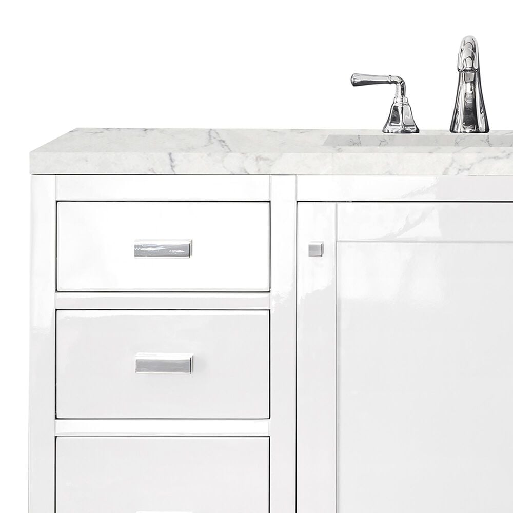 James Martin Vanities Addison 48&quot; Single Bathroom Vanity in Glossy White with 3 cm Eternal Jasmine Pearl Quartz Top and Rectangular Sink, , large