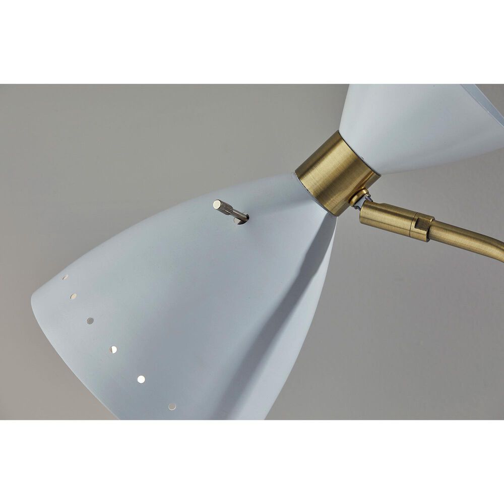 Adesso Oscar Floor Lamp in White and Antique Brass, , large