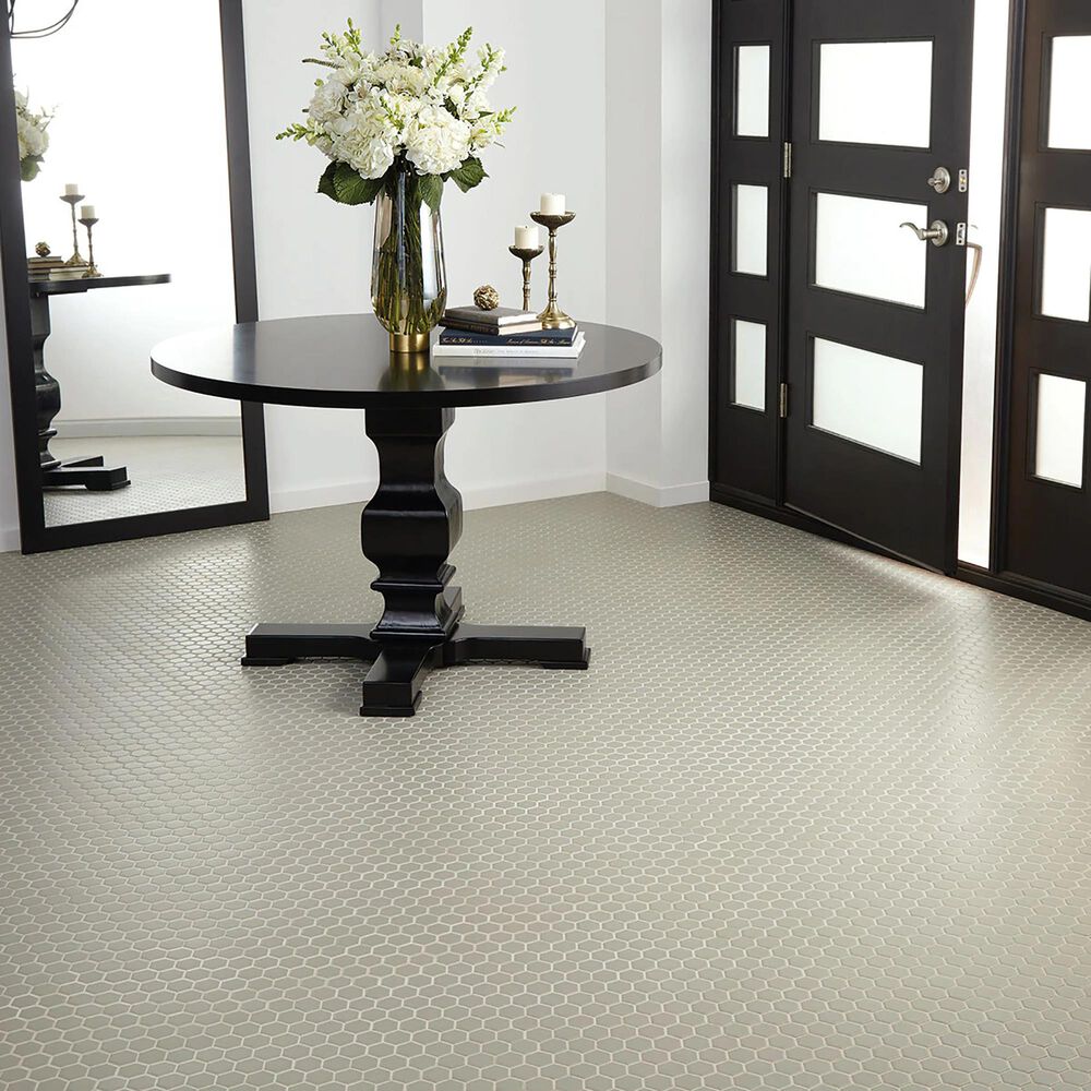 Dal-Tile Color Wheel Matte Architectural Gray 1.5" x 1.5" Hexagon on 12" x 11" Ceramic Mosaic Sheet, , large