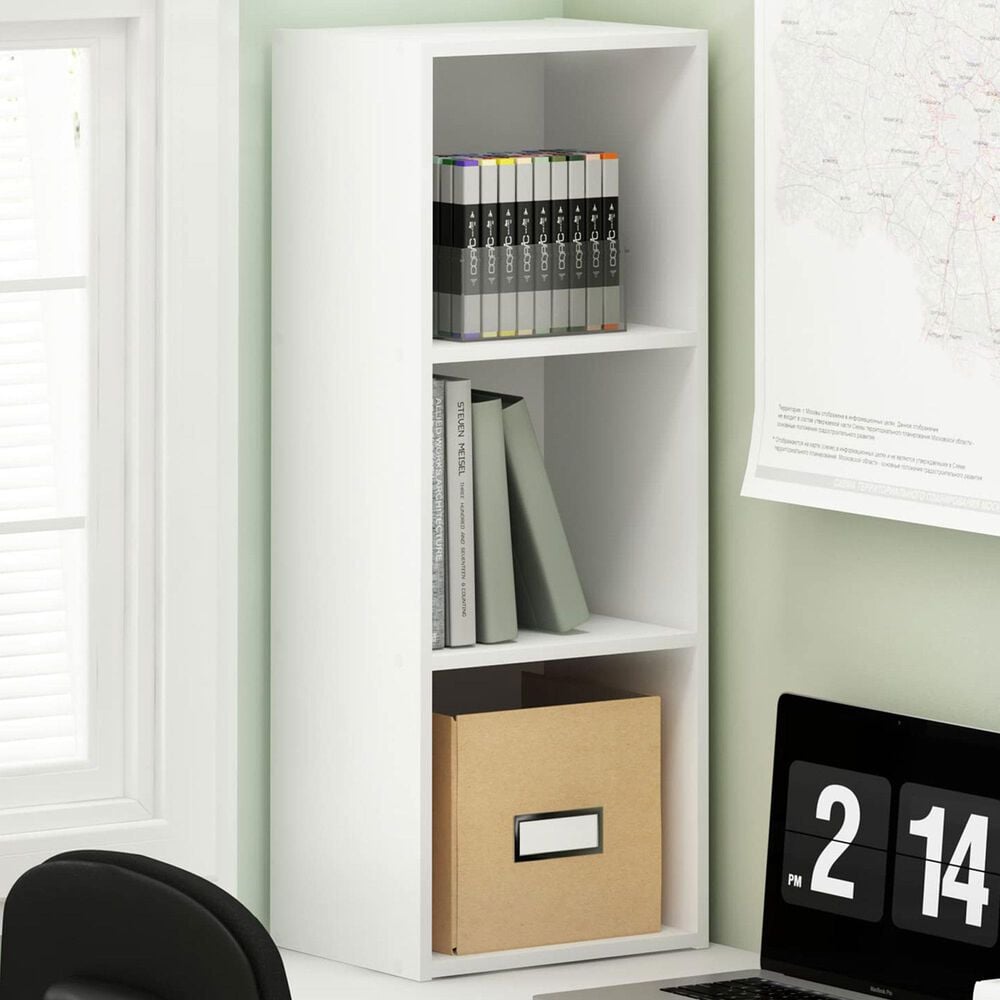 HOMLUX 3-Tier Open Shelf Bookcase in White, , large