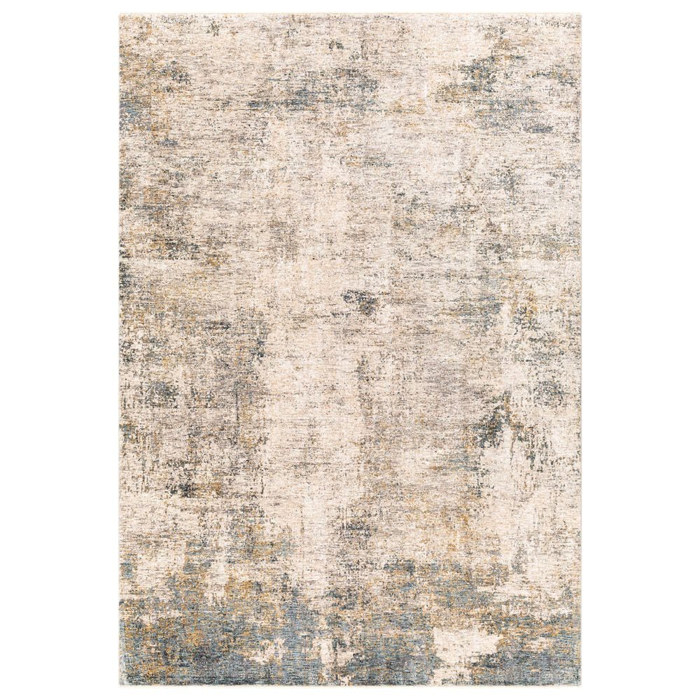 Surya Cardiff CDF-2304 Medium Gray, Light Blue, Mustard and Dark Blue 6"7" x 9"6" Area Rug, , large