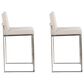 Lumisource Fuji High Back Counter Stool with Beige Fabric Cushion in Stainless Steel (Set of 2), , large