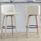 LumiSource Toriano Swivel Bar Stool with Cream Fabric Upholstery in Whitewashed and Black (Set of 2), , large