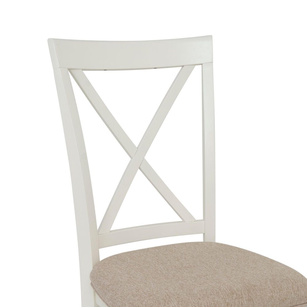 Linon Home Decor Jane Side Chair with Light Tan Cushion in Vanilla White, , large