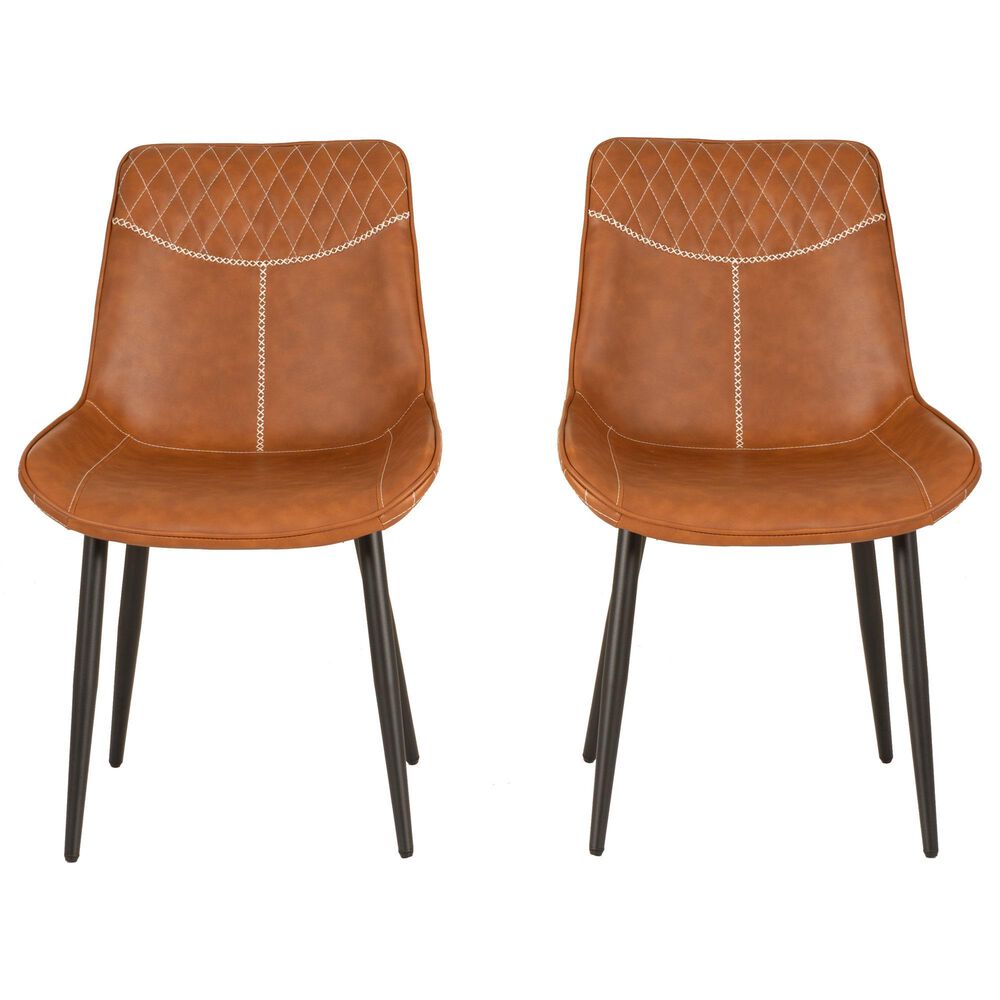 Linon Home Decor Edler Side Chair with Brown Upholstery in Black (Set of 2), , large