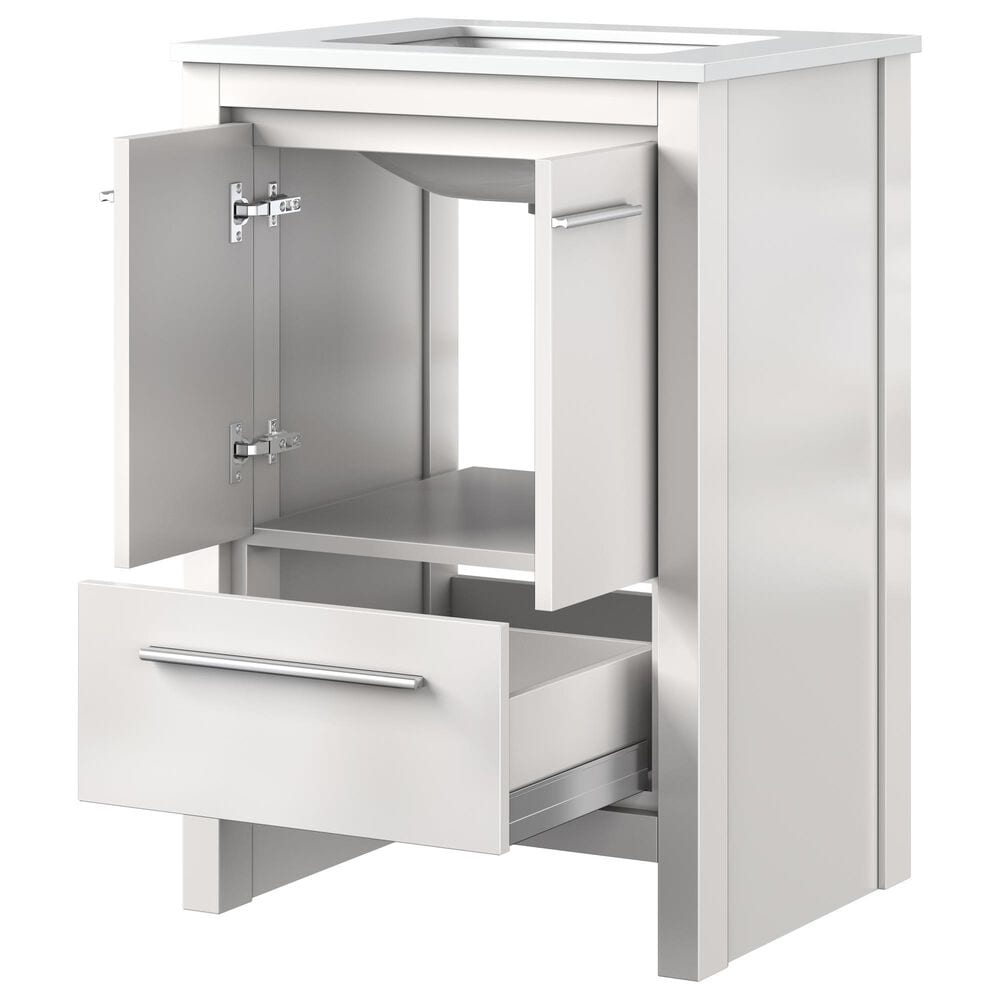 Lexora Home Lafarre 24&quot; Single Bathroom Vanity in White with 2 cm White Cultured Marble Top and Rectangular Sink, , large