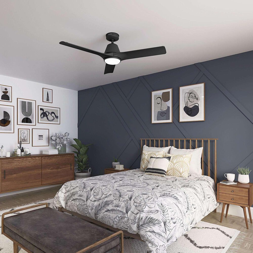 Hunter Aeronaut Outdoor Smart 52&quot; Ceiling Fan with LED Light in Matte Black, , large