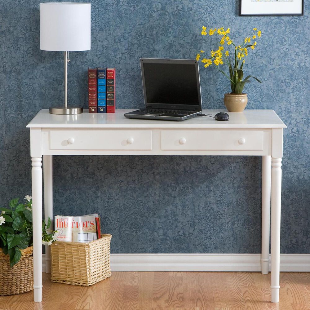 Southern Enterprises Writing 2-Drawer Desk - Crisp White, , large