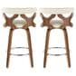 LumiSource Gardenia Swivel Fixed-Height Counter Stool with Cream Fabric Upholstery in Chrome and Walnut (Set of 2), , large