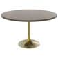 Leisuremod LeisureMod Verve Collection 48 Round Dining Table, Brushed Gold Base with Dark Maple MDF Top, , large