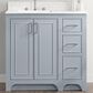 37B Lucerne 36" Single Bathroom Vanity Cabinet in Soft Blue with Marble Top and Backsplash, , large