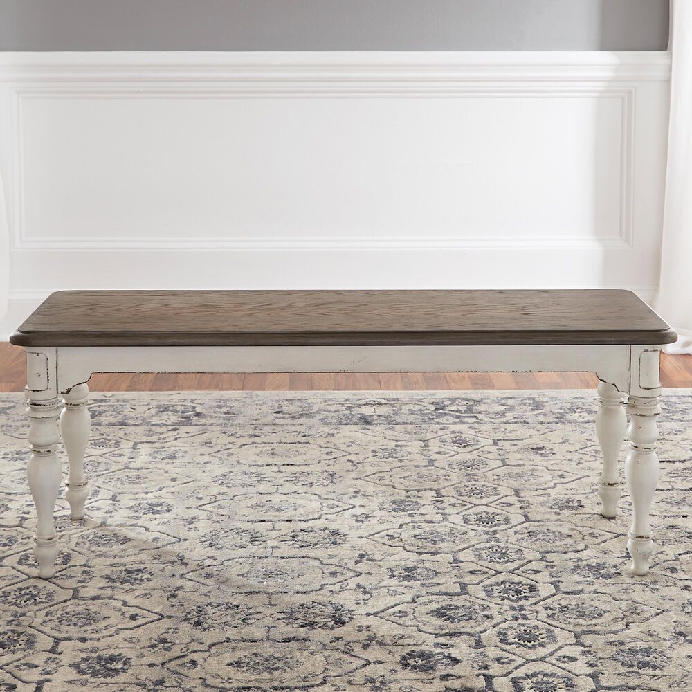 Belle Furnishings Magnolia Manor Dining Bench in White, , large