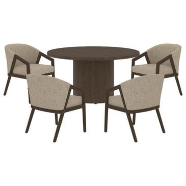 Canadel Modern 5-Piece Round Dining Set in Hazelnut Washed, , large