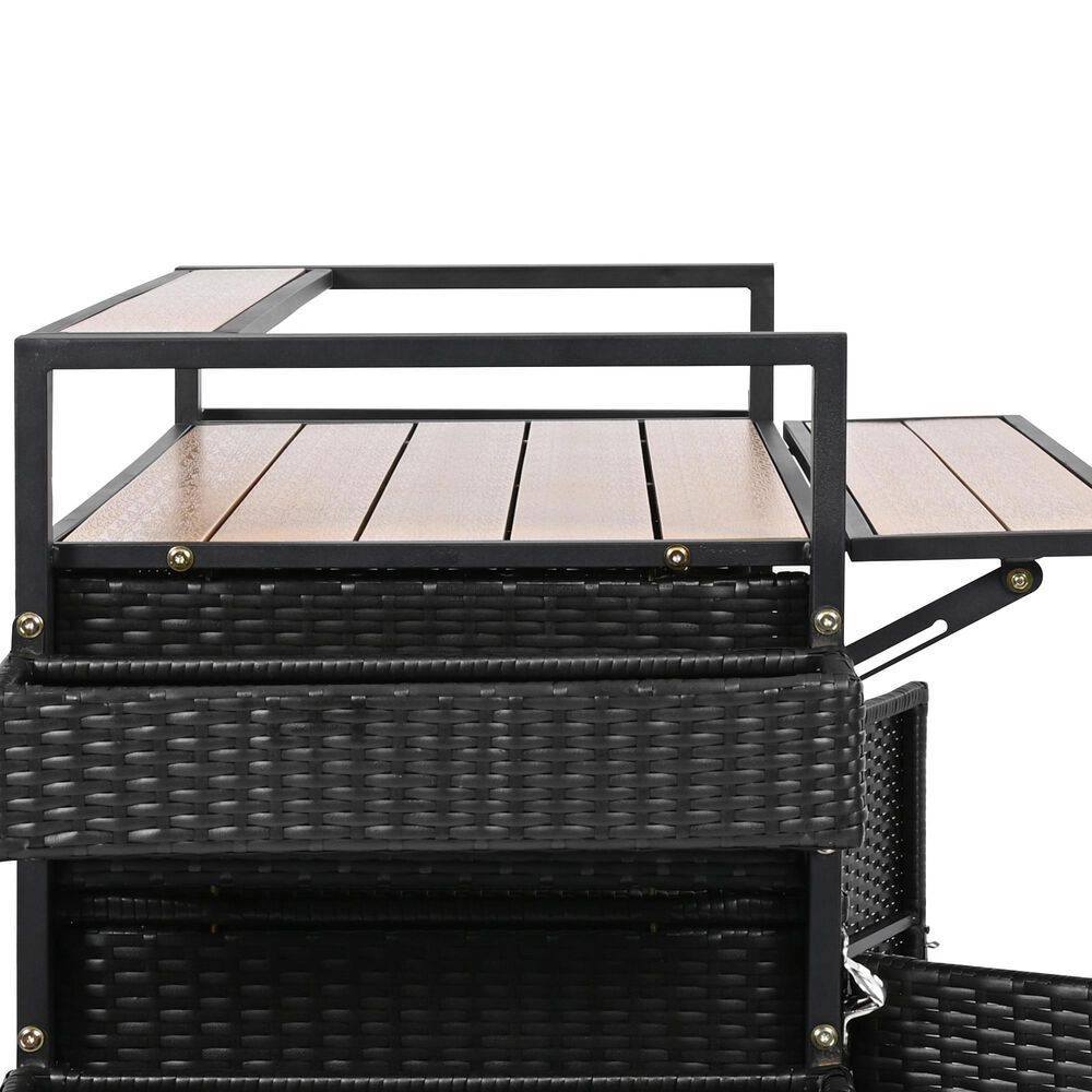 HOMLUX 53" Wicker Outdoor Kitchen Island in Black Brown, , large