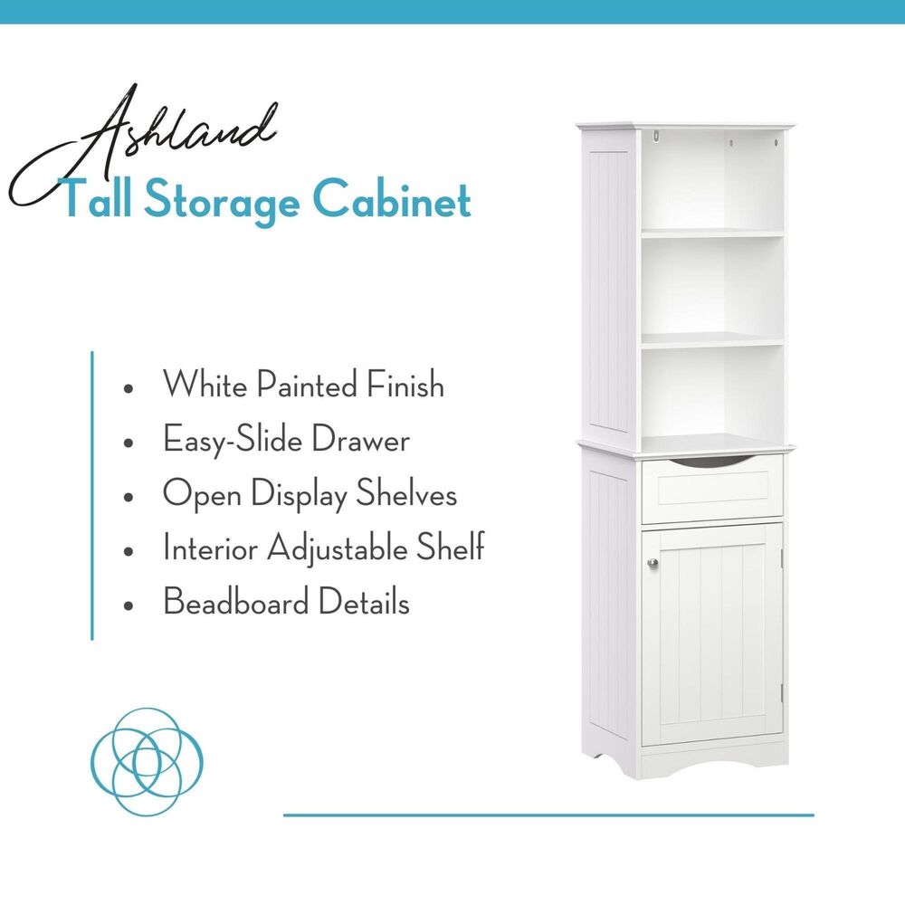 RiverRidge Home Ashland 1-Door Tall Cabinet in White, , large