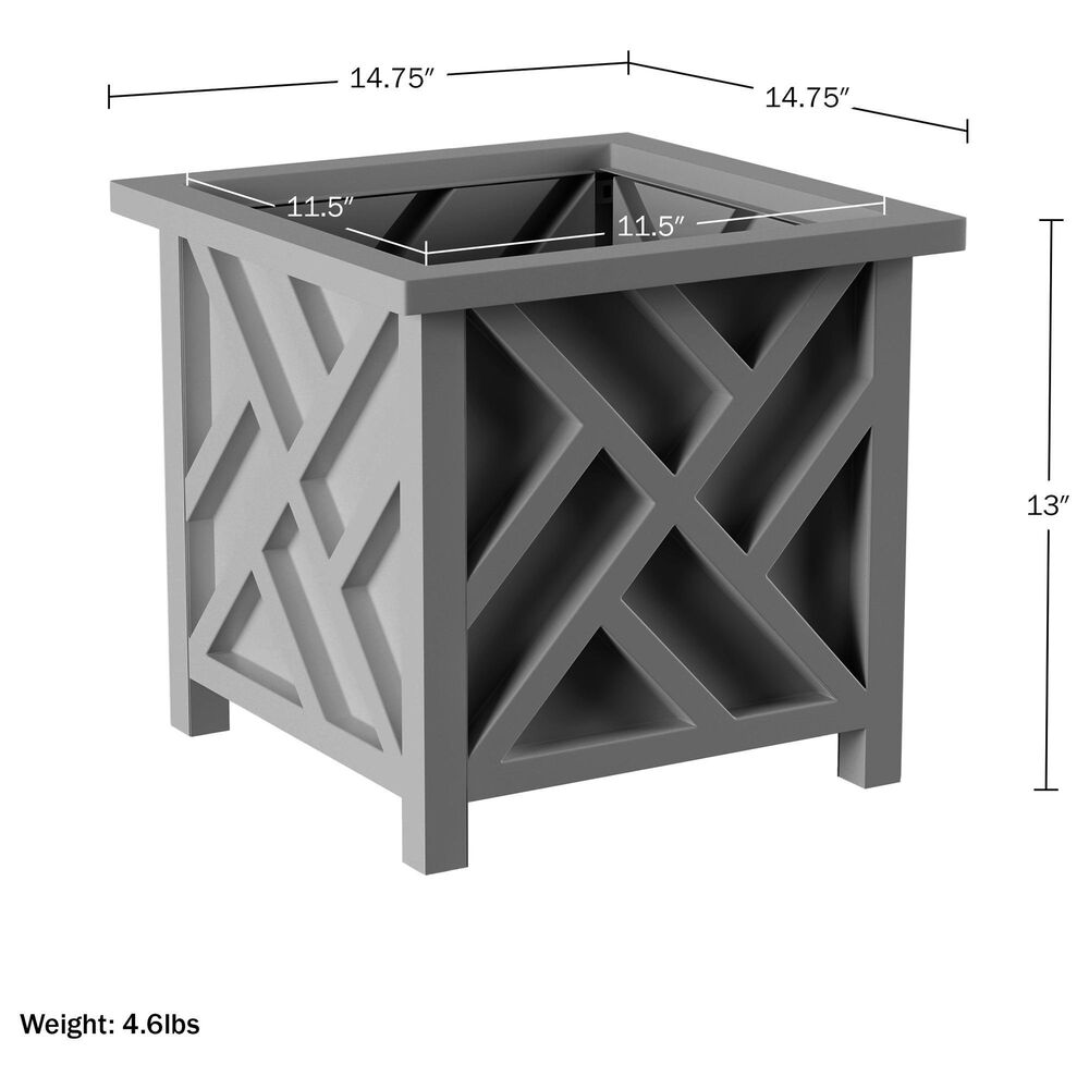 Timberlake 14.75" Lattice Design Planter Box in Gray, , large
