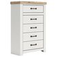 Ashley Savonport 5 Drawer Chest in White and Brown, , large