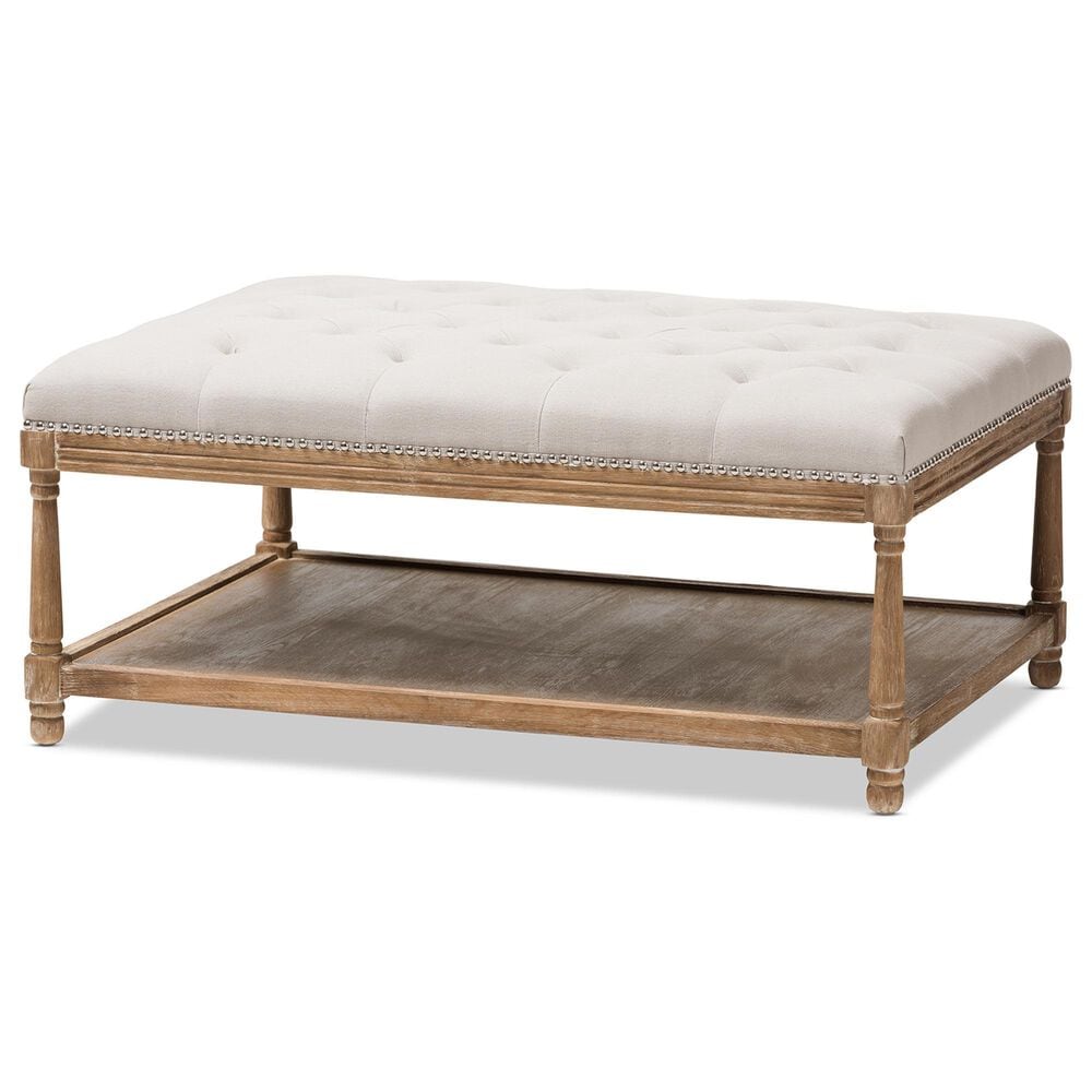 Baxton Studio Carlotta Rectangle Ottoman in Beige, , large