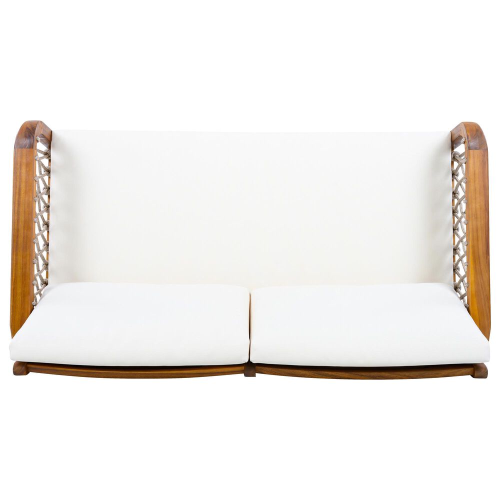 Hearth and Haven 2-Piece Outdoor Conversation Set with Cream Cushion in Light Teak, , large