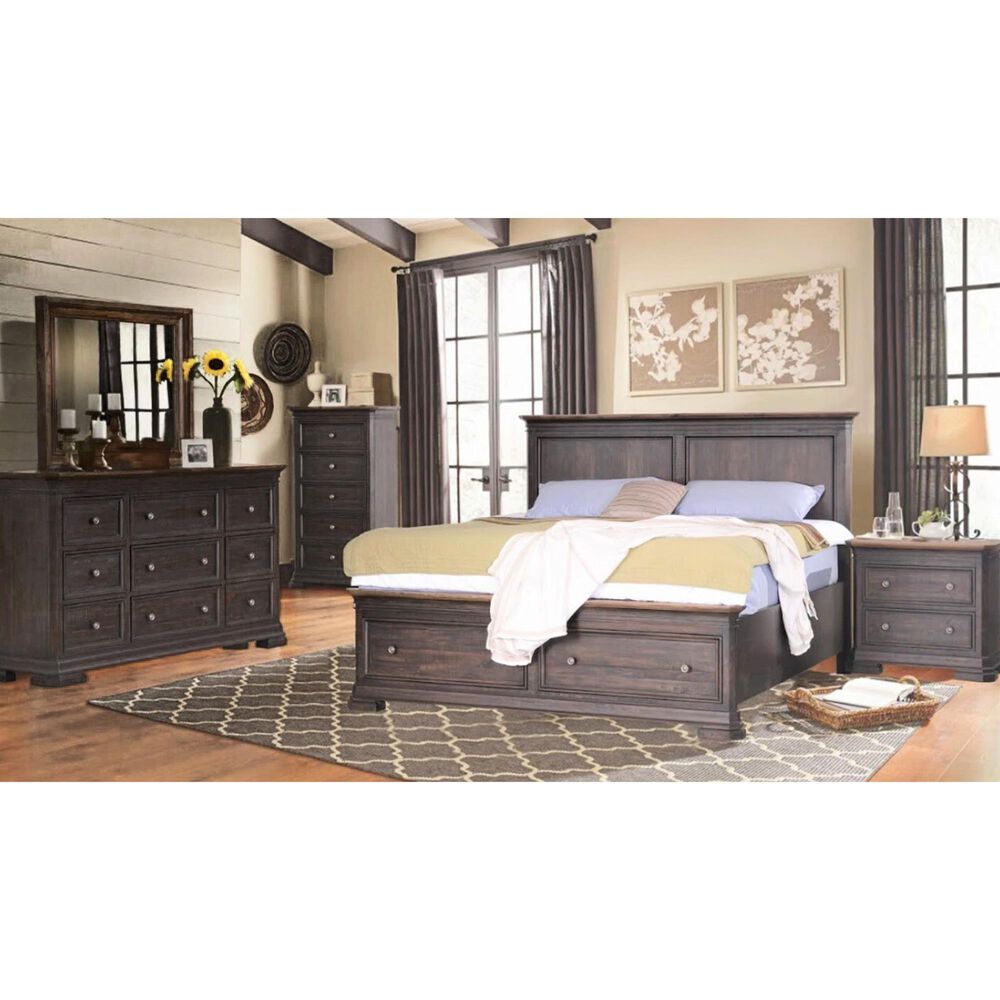 Napa Furniture Design Grand Louie Queen Storage Bed in Ebony and Wheat, , large