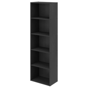 Homlux 5-Tier Reversible Bookshelf with Decorative Open Shelves in Blackwood, , large