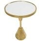 Maple and Jade Accent End Table with Pedestal Base and Mirrored Glass Top in Stain Gold, , large