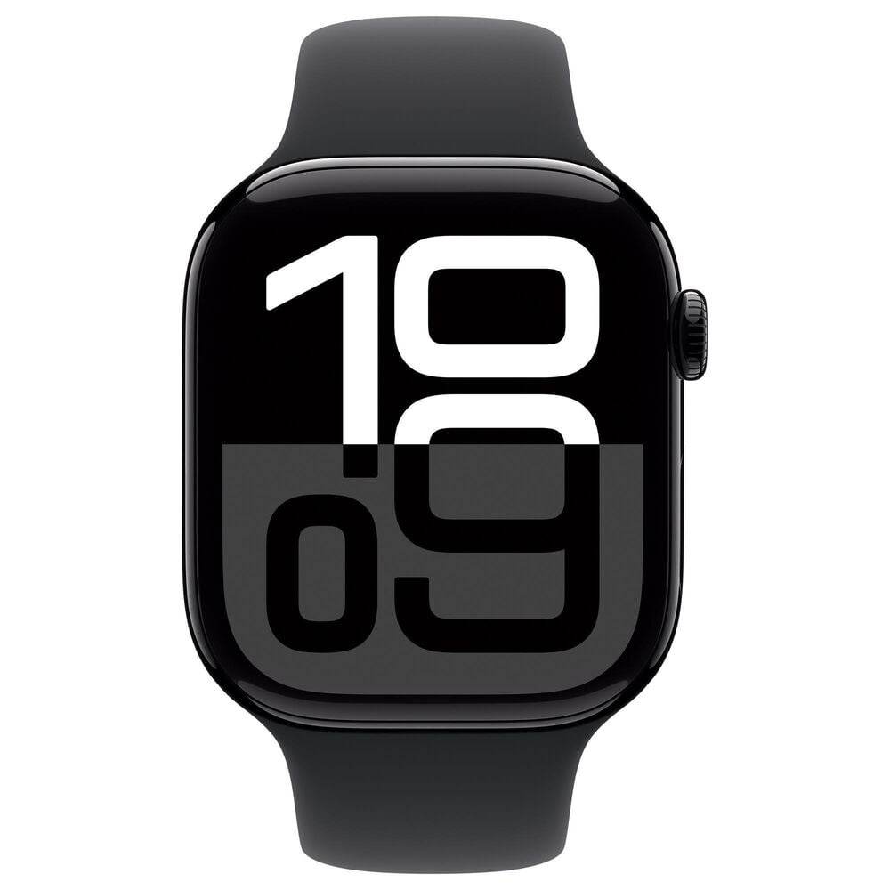 Apple Watch Series 10 GPS + Cellular 46mm Jet Black Aluminum Case with Black Sport Band - S/M, , large