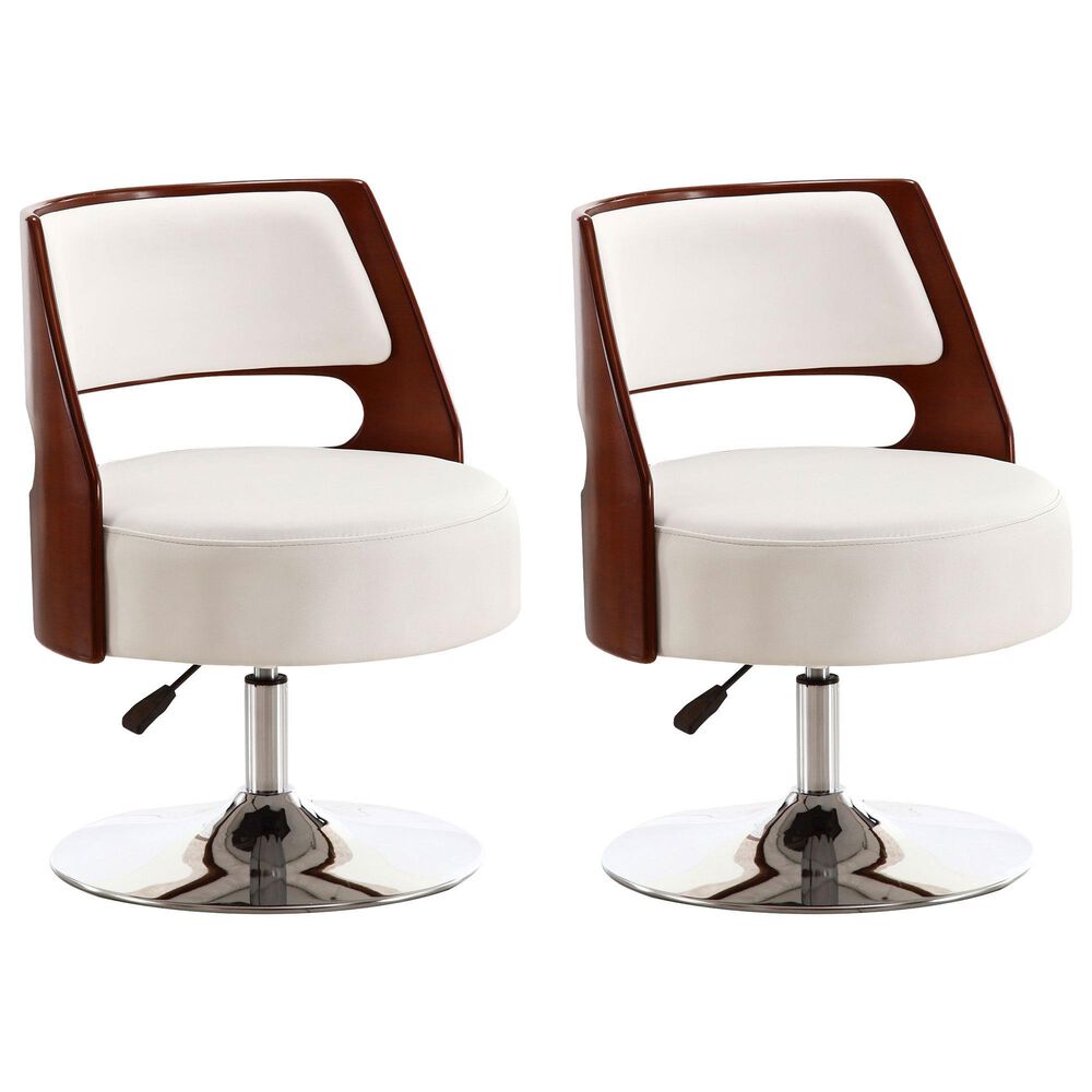 Salon Adjustable Swivel Accent Chair in White (Set of 2), , large