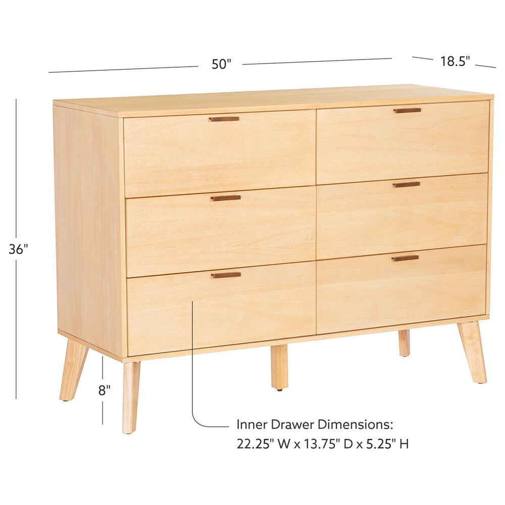 Linon Home Decor Reid 6-Drawer Dresser in Natural, , large