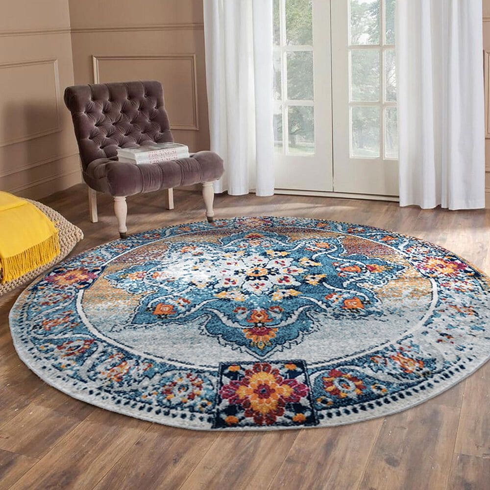 Amer Rugs Alexandria 6&#39;7&quot; Round Gray and Gold Area Rug, , large