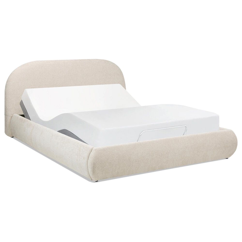 Jennifer Taylor Home Archie Puffy Grounded King Upholstered Platform Bed in Oatmeal Light Beige, , large