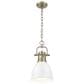 Golden Lighting Duncan 1-Light Small Pendant with Chain and White Shade in Aged Brass, , large