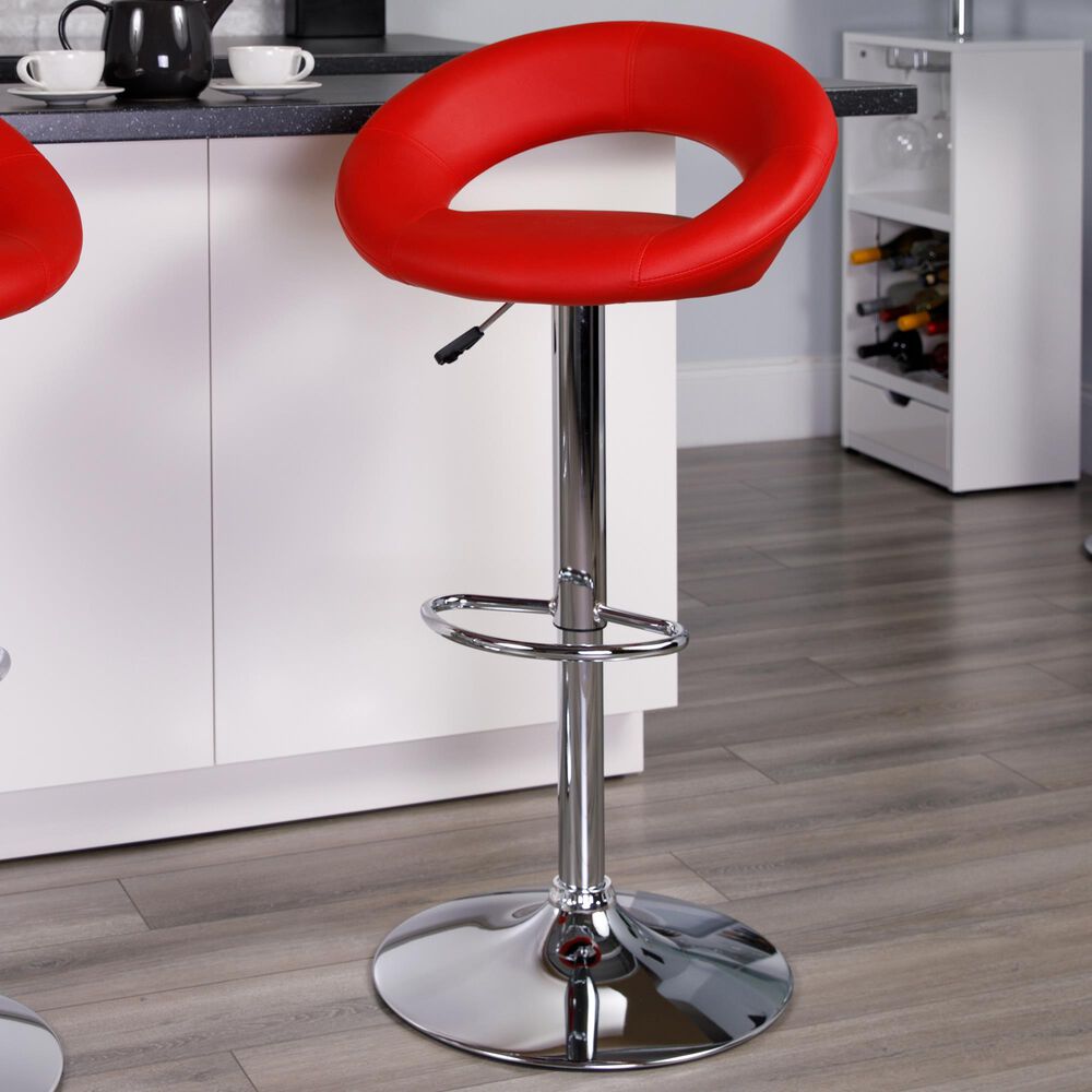 Flash Furniture Adjustable Barstool in Red, , large