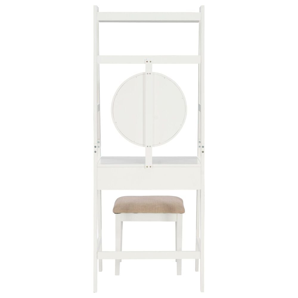 Linon Home Decor Lilymae Vanity with Stool in White, , large