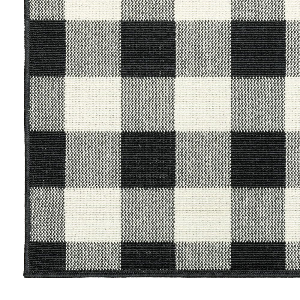 Oriental Weavers Marina Black and Ivory 7&#39;10&quot; x 10&#39;10&quot; Indoor/Outdoor Area Rug, , large