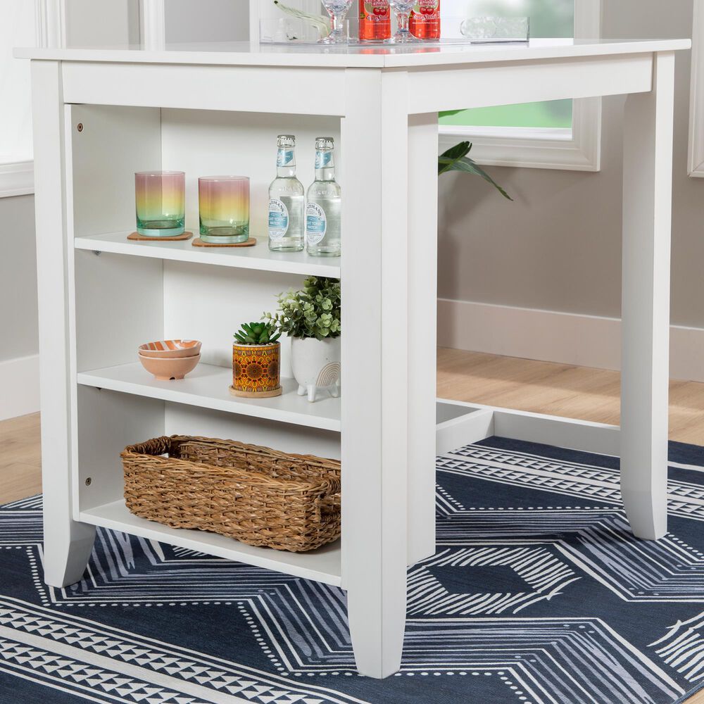 Linon Home Decor Mayfair Counter Height Space Saving Table in White - Table Only, , large