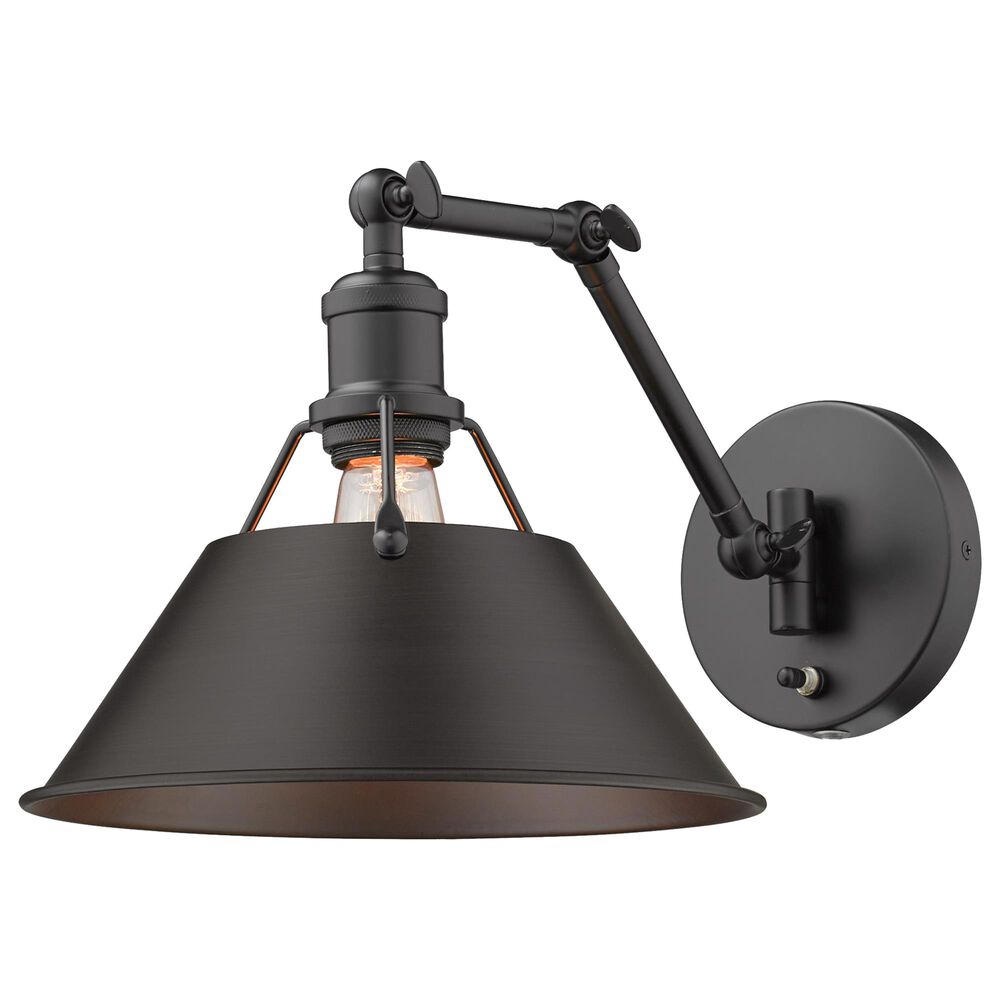 Golden Lighting Orwell 1-Light Wall Sconce in Matte Black and Rubbed bronze, , large