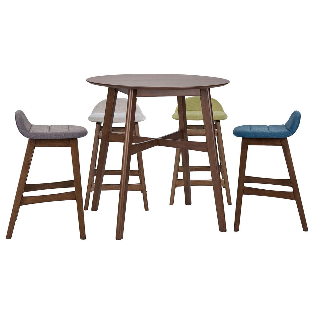 Belle Furnishings Space Savers 5-Piece Counter Height Dining Set in Satin Walnut, , large
