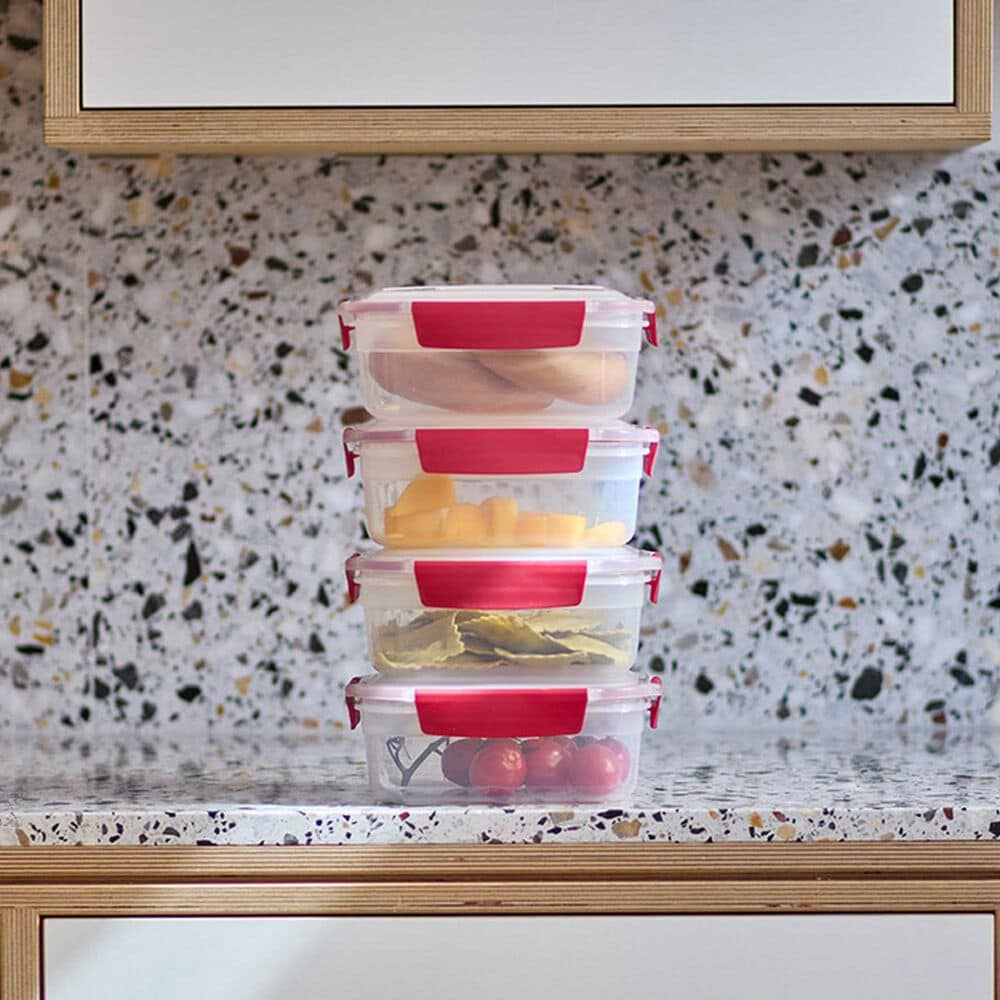 Joseph Joseph Nest Lock 8-Piece Rectangular Food Container Set in Red, , large