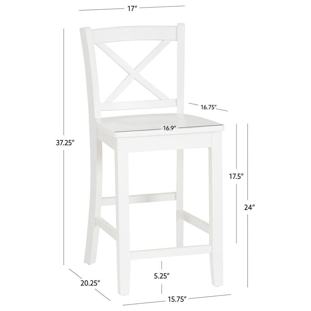 Linon Home Decor Torino X-Back Counter Stool in White, , large