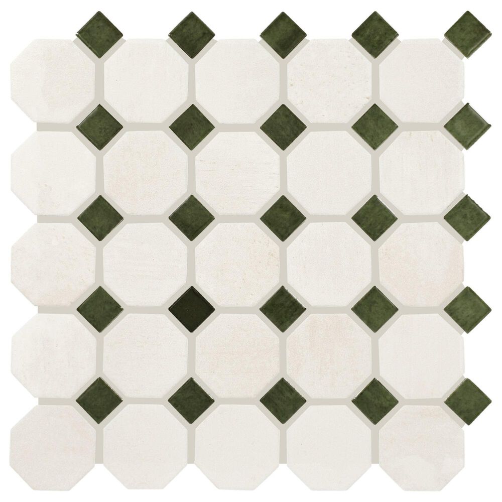 Dal-Tile Relicca Pristine Nook 12" x 12" Octagon Dot Ceramic Mosaic Sheet, , large