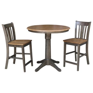 International Concepts San Remo 3-Piece Counter Height Dining Set in Hickory/Washed Coal, , large