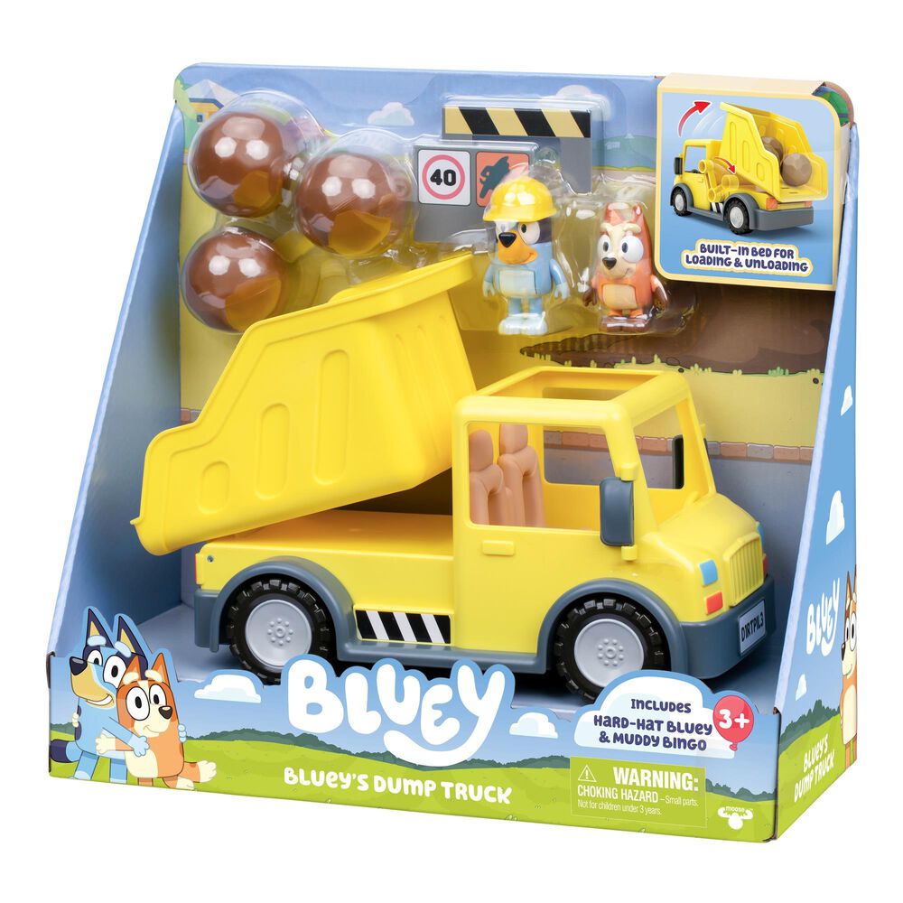 Bluey S12 Bluey Dump Truck Vehicle with Figures in Yellow, , large