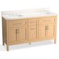 Kohler Hadron 60" Double Bathroom Vanity in Light Oak with 3 cm Bianco Bella Quartz Top and Oval Sinks, , large